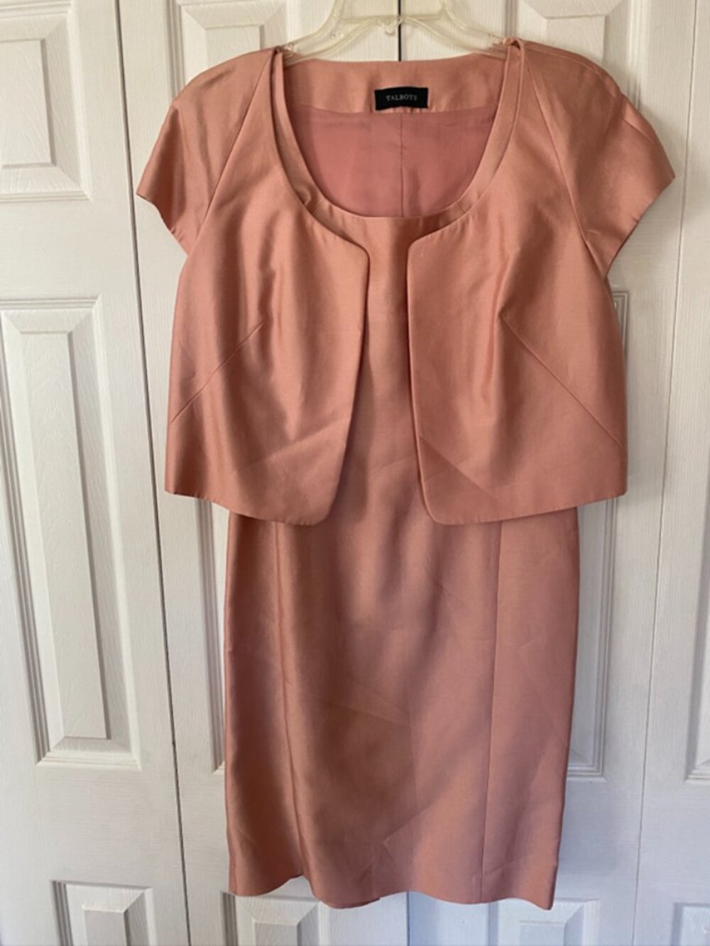 Talbots Rose Pink Satin Mother-of-the-Bride/Evening Sheath Dress W/Jacket Sz. 6